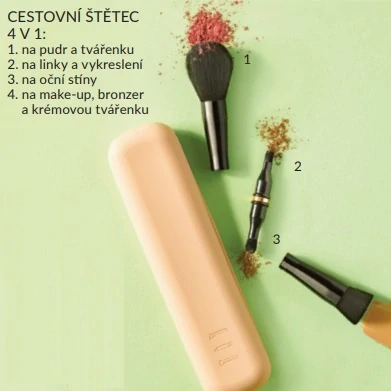 Cestovní pouzdro s kosmetickým štětcem 4v1